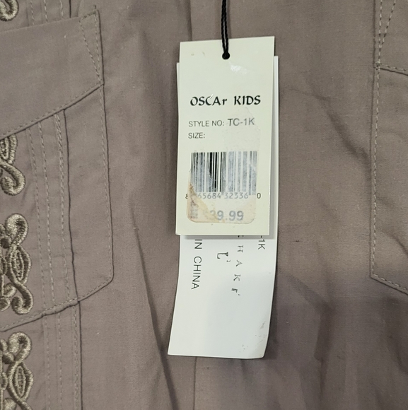 Oscar Kids Boys Brown Short Sleeve Button Up Shirt Size Large (10)- Brand New - Picture 4 of 6